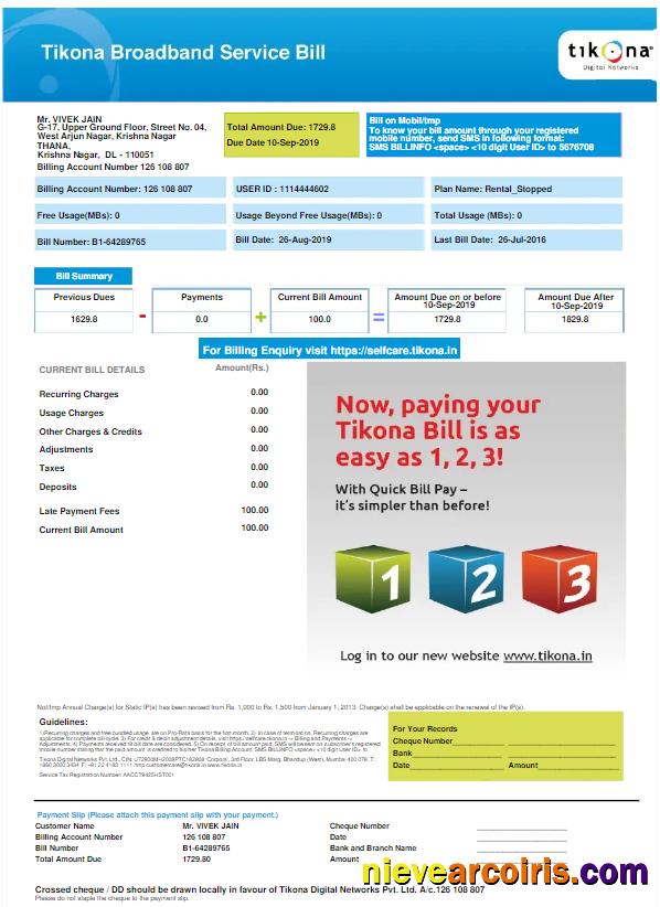 INDONESIA TIKONA utility bill